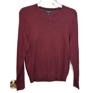 Banana Republic Premium Luxe Yarn V Neck Sweater Men’s S Burgundy Silk Cashmere